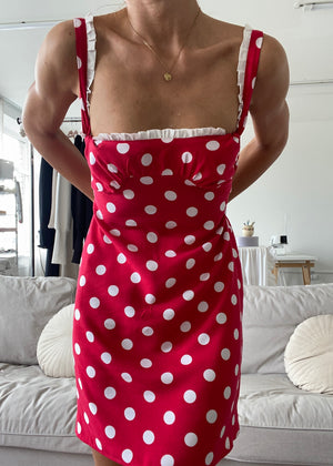 One of the kind polka dot dress in red