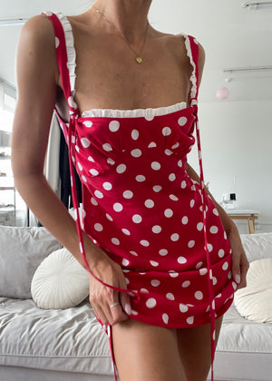 One of the kind polka dot dress in red