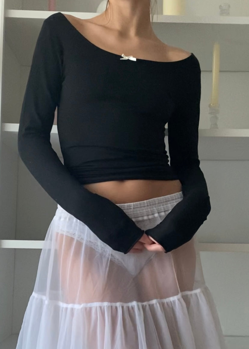 Tiny Bow Top Black