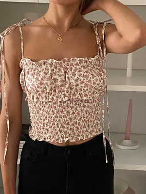 Shirred Bodice Top Pink Rose