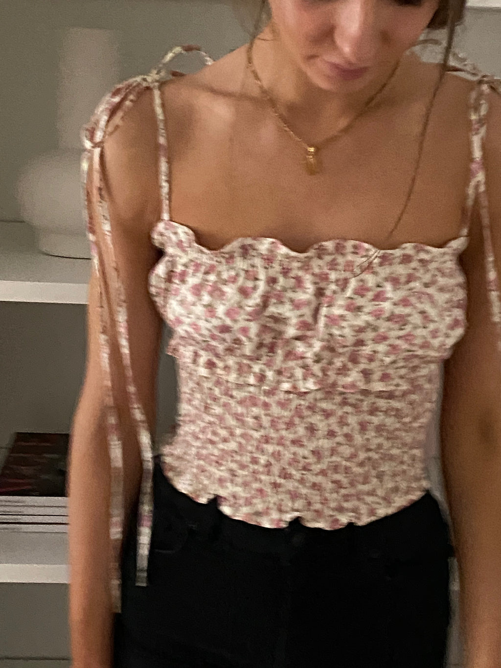 Shirred Bodice Top Pink Rose